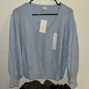 a new day Pale Blue V-Neck Sweater - Women's Soft Knit